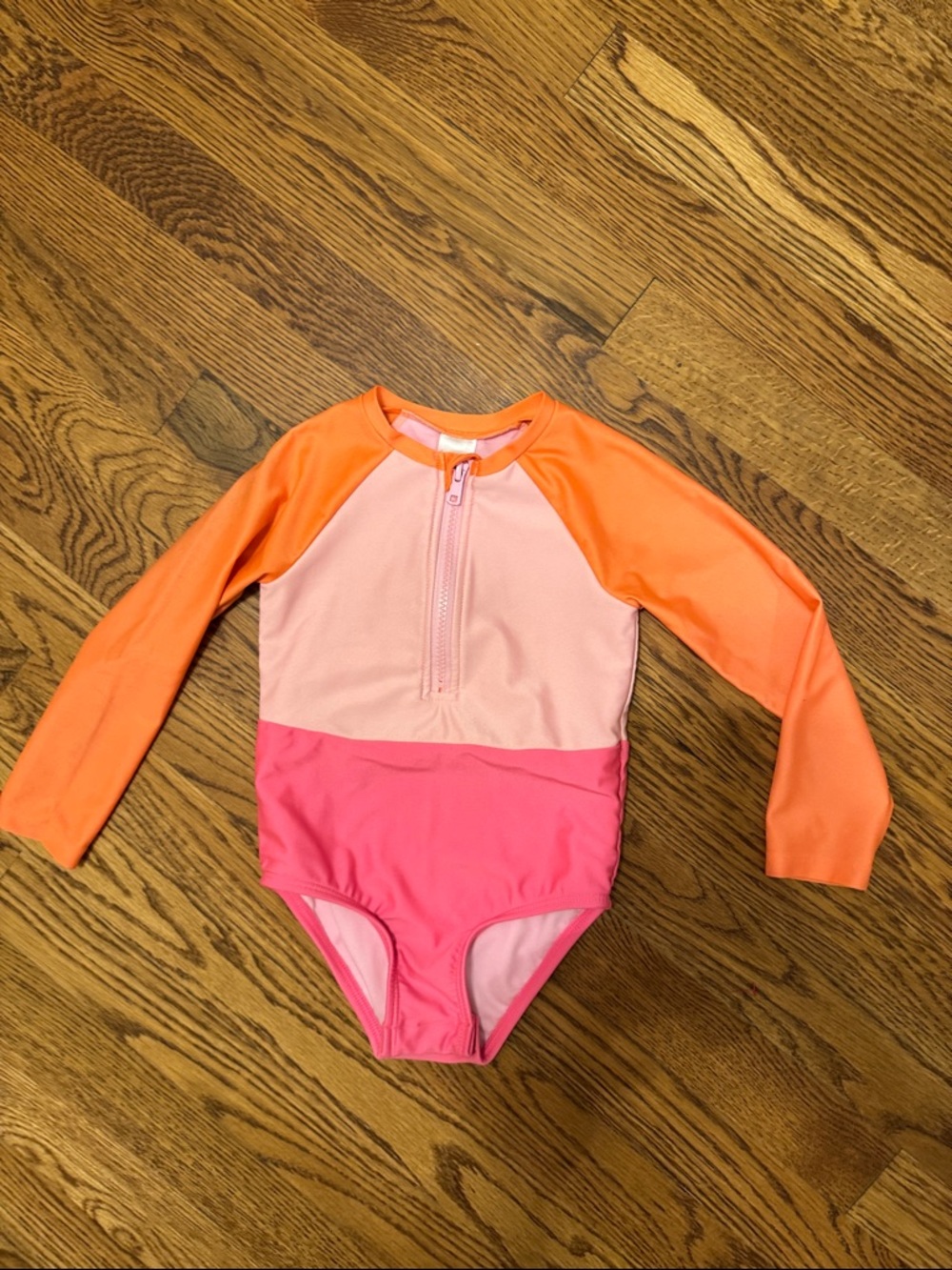 Cat & Jack Pink and Orange Long-Sleeve One-Piece Swimsuit